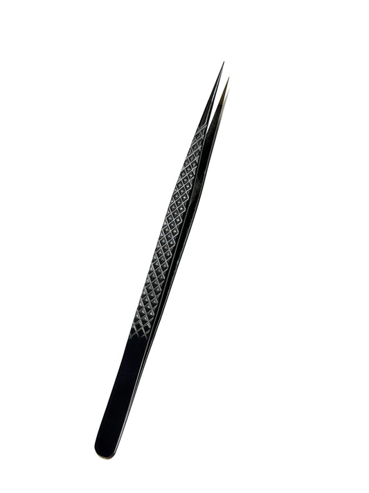 Black Fibre Tip Lash Tweezers - Straight