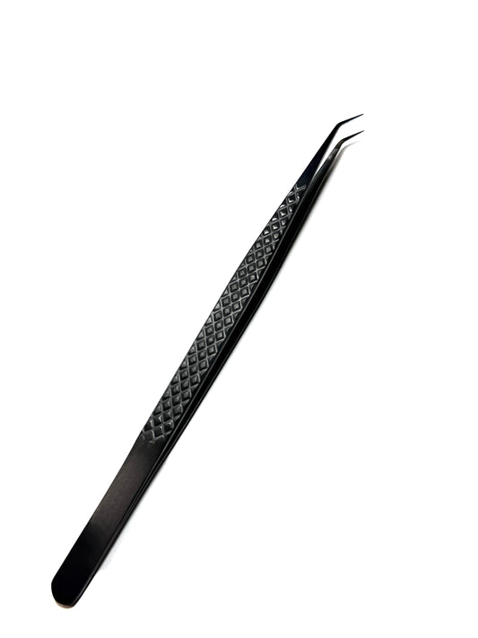 Black Fibre Tip Lash Tweezers - Slim Boot