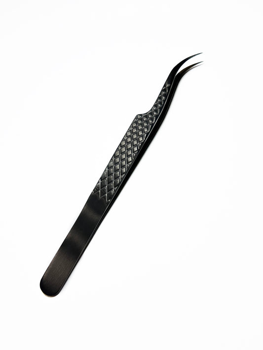 Black Fibre Tip Lash Tweezers - Crane